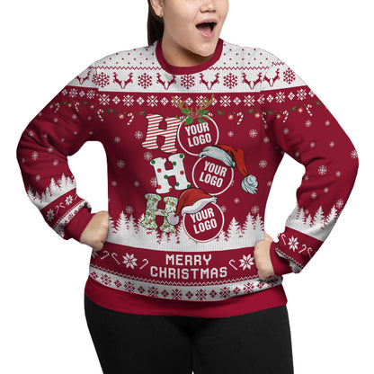 Custom Logo Ho Ho Ho Plus Size Ugly Christmas Sweater