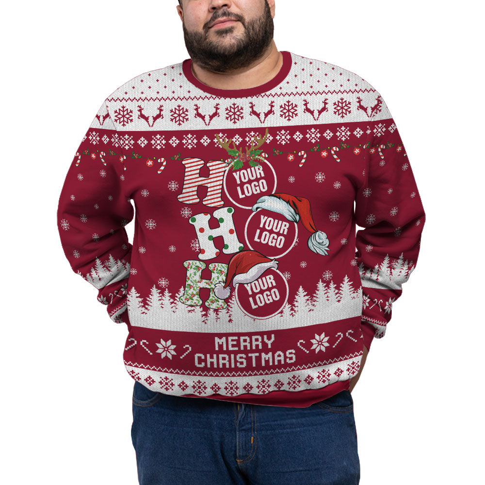 Custom Logo Ho Ho Ho Plus Size Ugly Christmas Sweater