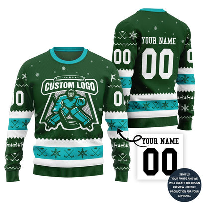 Custom Logo Hockey Ugly Christmas Sweater