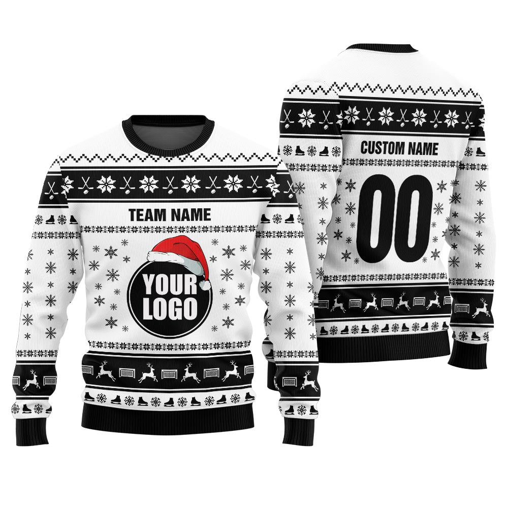 Custom Logo Hockey Ugly Christmas Sweater Men