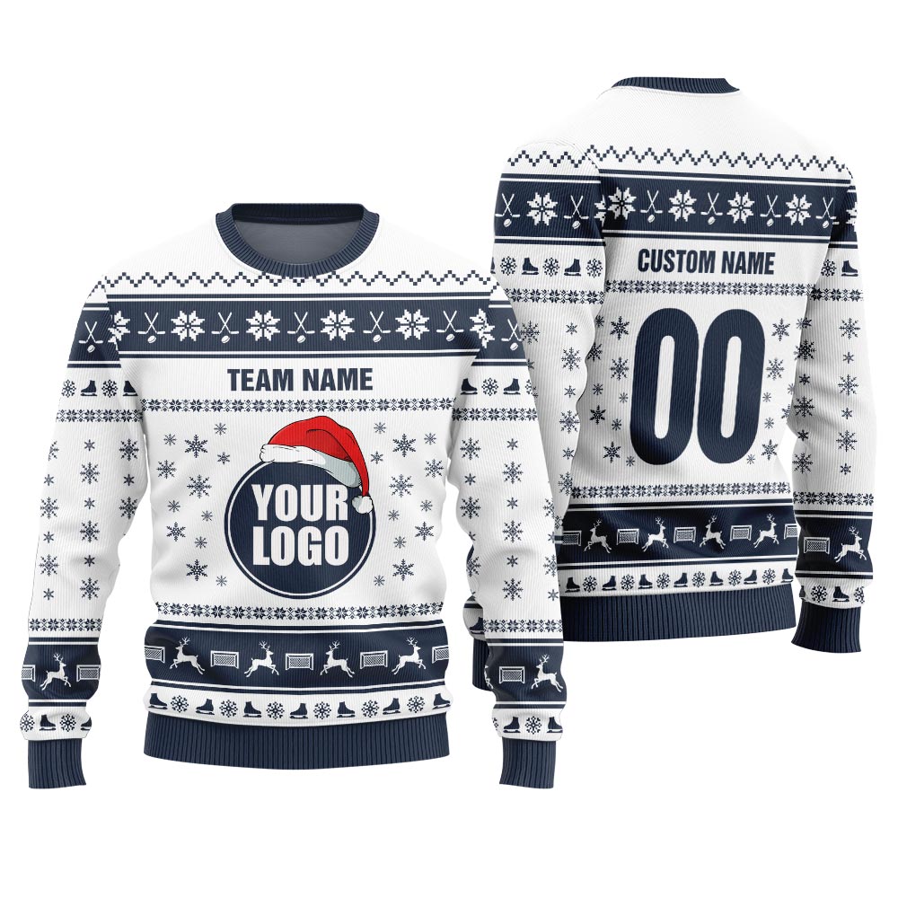 Custom Logo Hockey Ugly Christmas Sweater Men