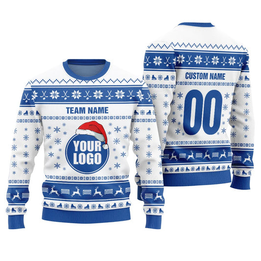 Custom Logo Hockey Ugly Christmas Sweater Men