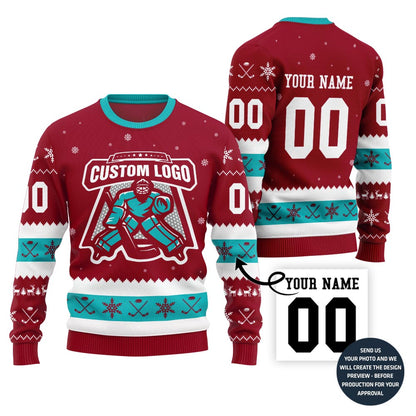 Custom Logo Hockey Ugly Christmas Sweater