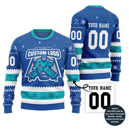 Custom Logo Hockey Ugly Christmas Sweater