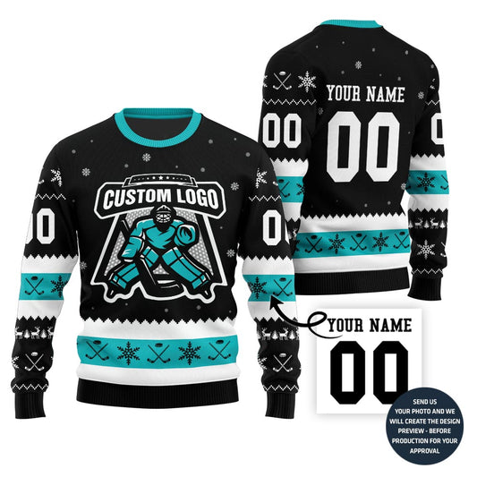Custom Logo Hockey Ugly Christmas Sweater