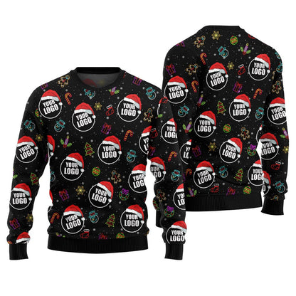 Custom Logo Holiday Cheer Ugly Christmas Sweater