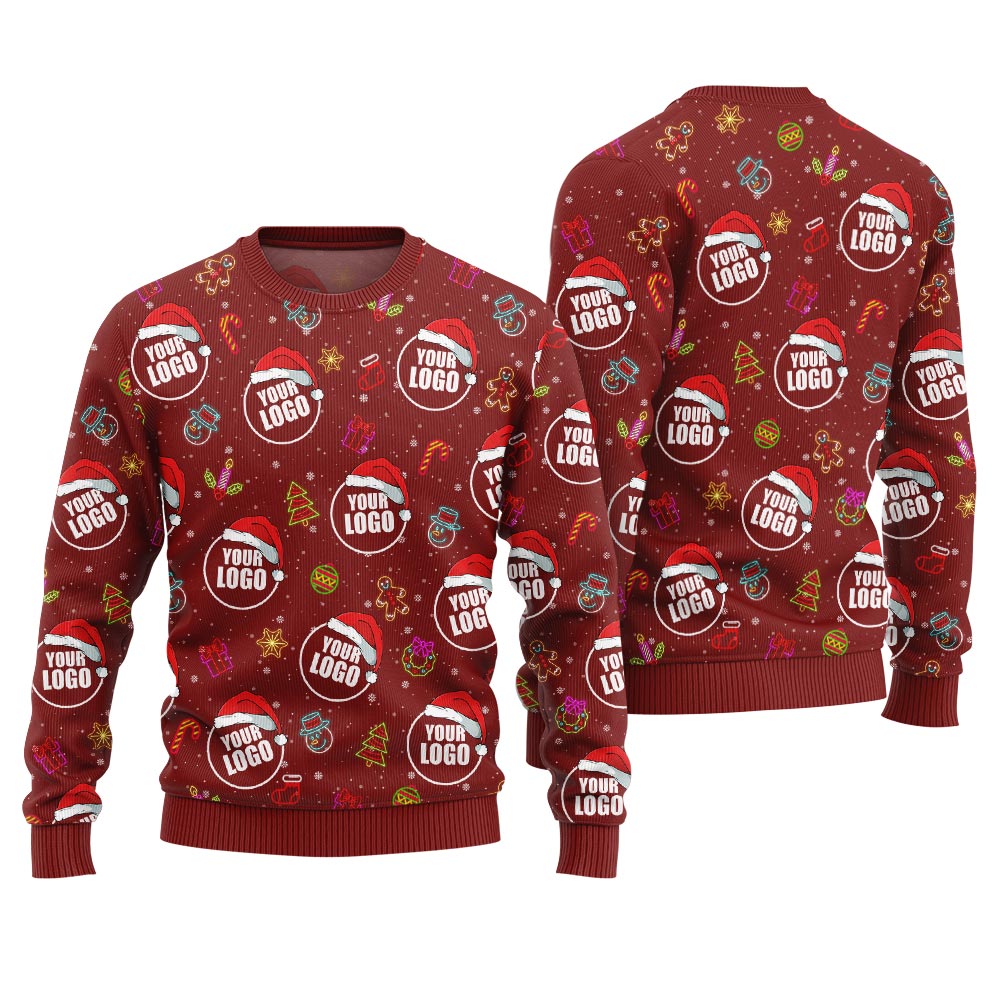 Custom Logo Holiday Cheer Ugly Christmas Sweater