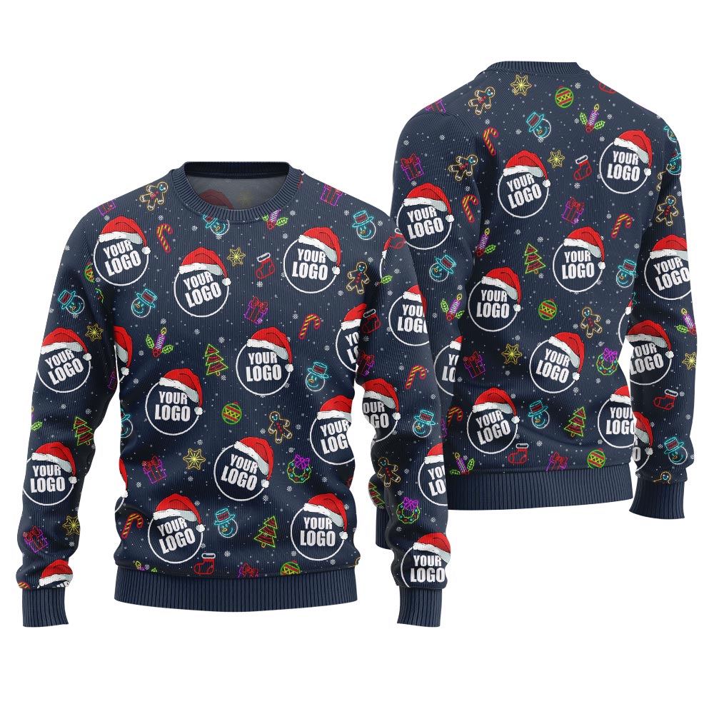 Custom Logo Holiday Cheer Ugly Christmas Sweater