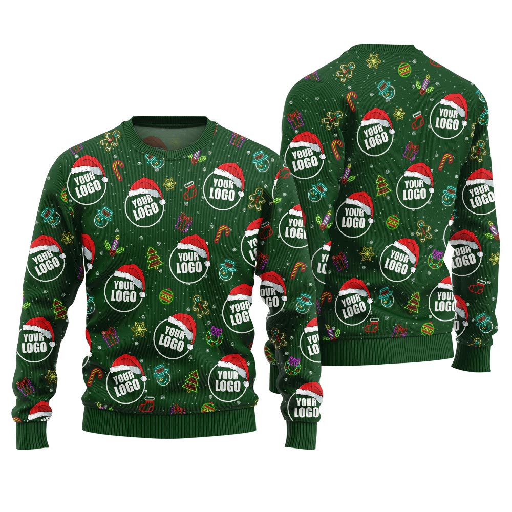 Custom Logo Holiday Cheer Ugly Christmas Sweater