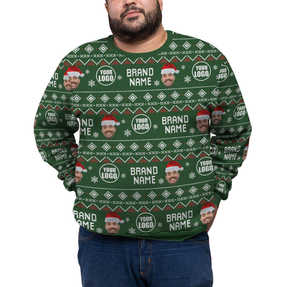 Custom Logo Name And Face Christmas Plus Size Sweater