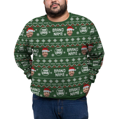Custom Logo Name And Face Christmas Plus Size Sweater