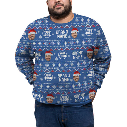 Custom Logo Name And Face Christmas Plus Size Sweater