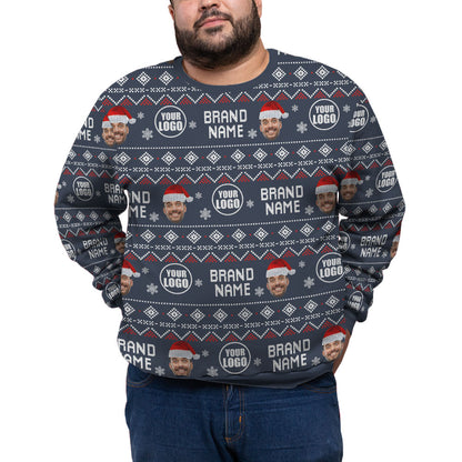 Custom Logo Name And Face Christmas Plus Size Sweater