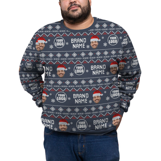 Custom Logo Name And Face Christmas Plus Size Sweater