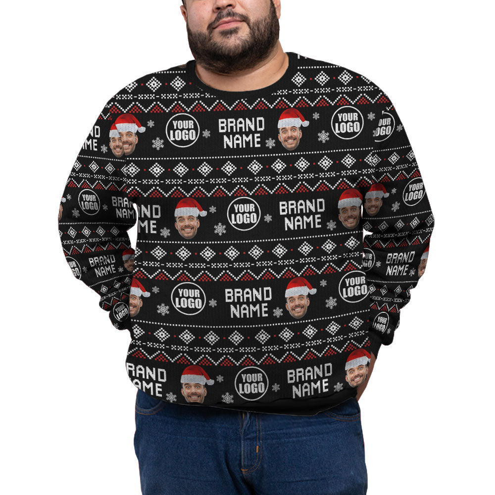 Custom Logo Name And Face Christmas Plus Size Sweater
