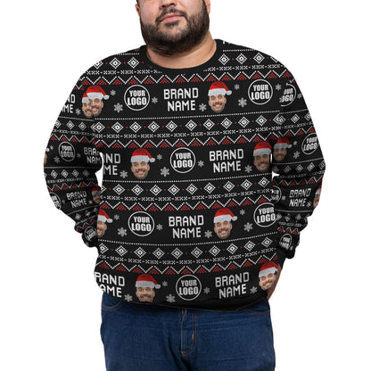 Custom Logo Name And Face Christmas Plus Size Sweater