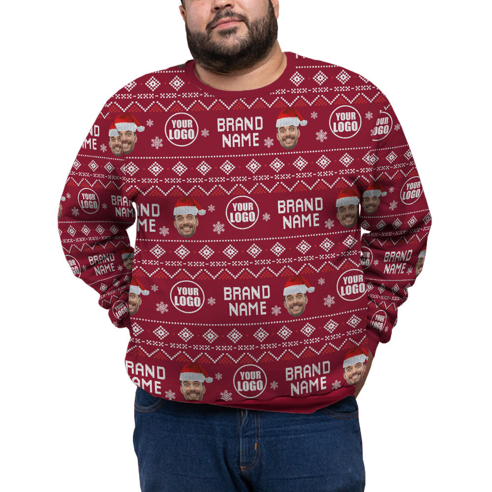 Custom Logo Name And Face Christmas Plus Size Sweater