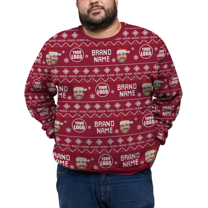 Custom Logo Name And Face Christmas Plus Size Sweater