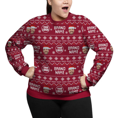Custom Logo Name And Face Christmas Plus Size Sweater