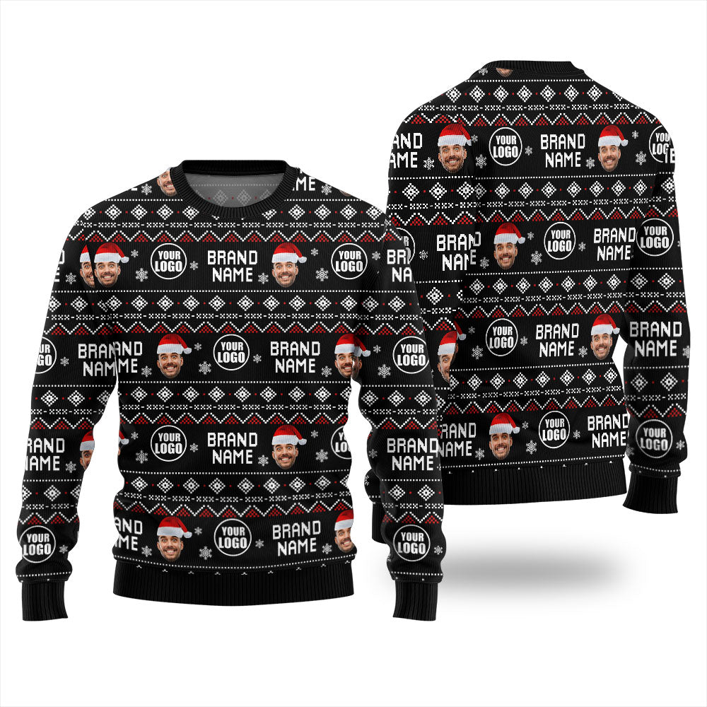 Custom Logo Name And Face Christmas Plus Size Sweater