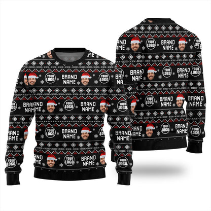 Custom Logo Name And Face Christmas Plus Size Sweater