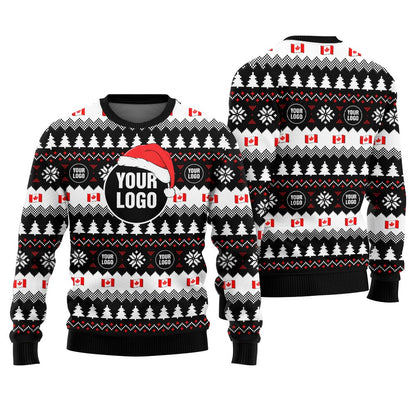 Custom Logo Personalized Ugly Christmas Sweater Canada Flag
