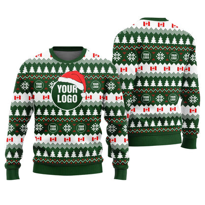 Custom Logo Personalized Ugly Christmas Sweater Canada Flag