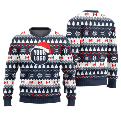 Custom Logo Personalized Ugly Christmas Sweater Canada Flag