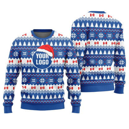 Custom Logo Personalized Ugly Christmas Sweater Canada Flag