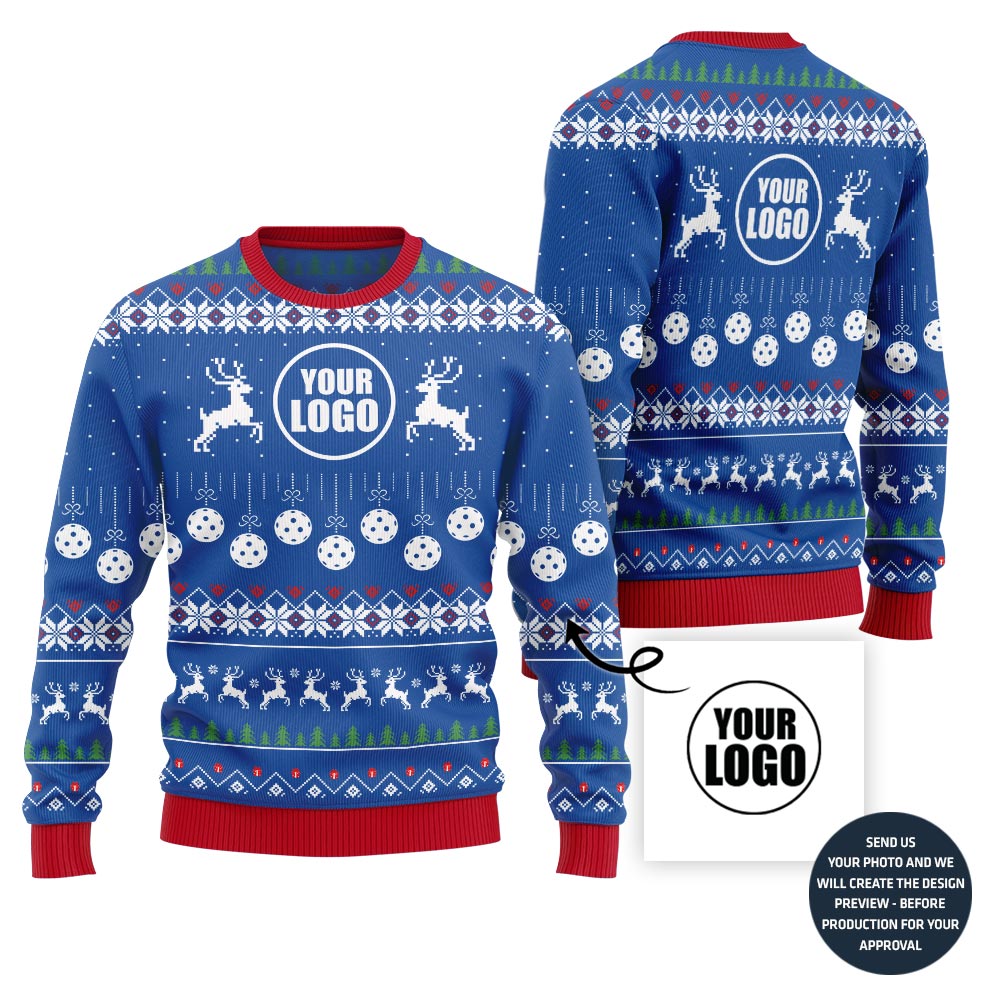 Custom Logo Pickleball Ugly Christmas Sweater