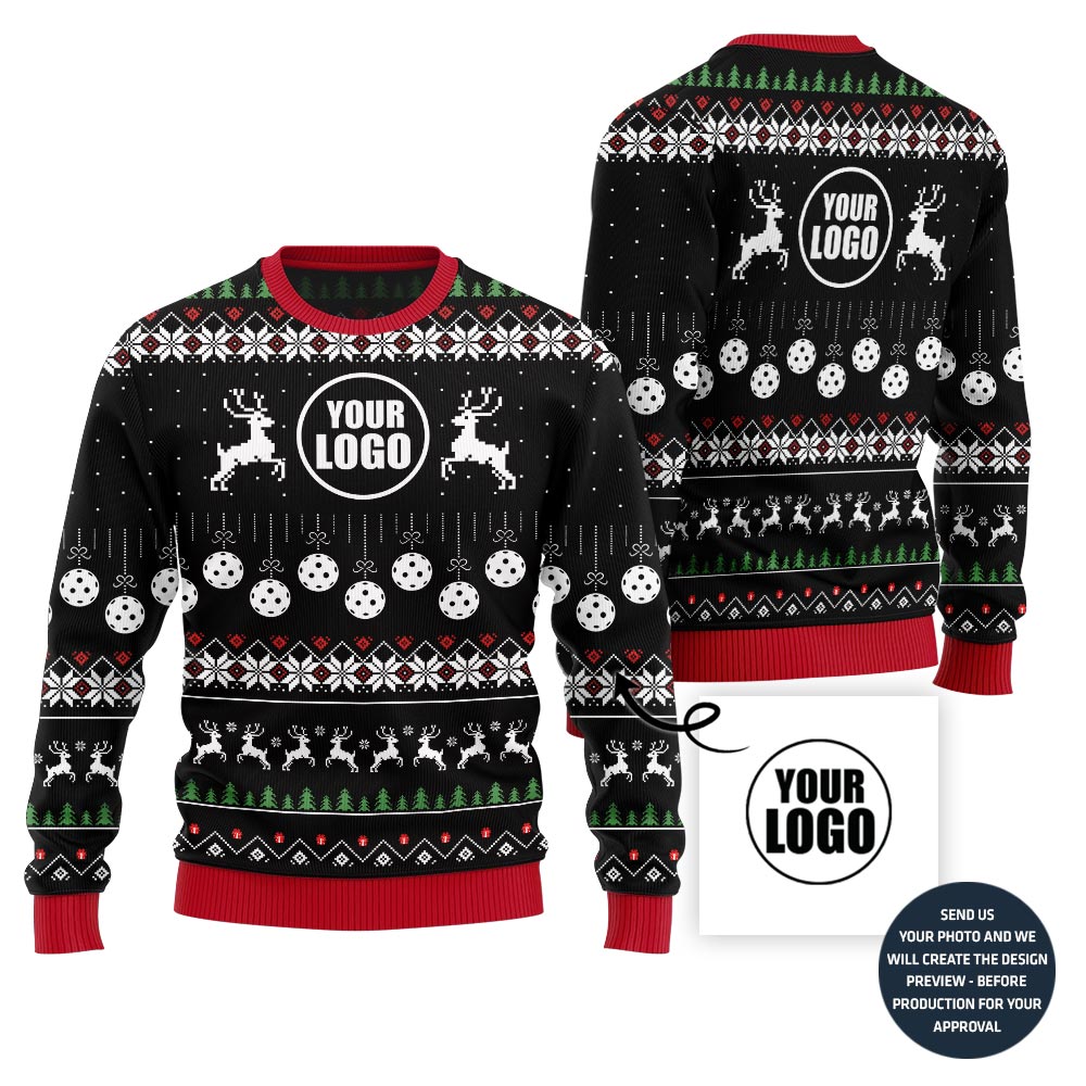 Custom Logo Pickleball Ugly Christmas Sweater