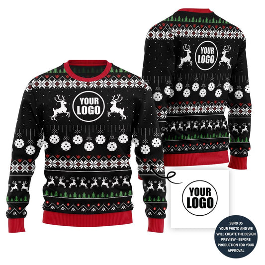 Custom Logo Pickleball Ugly Christmas Sweater