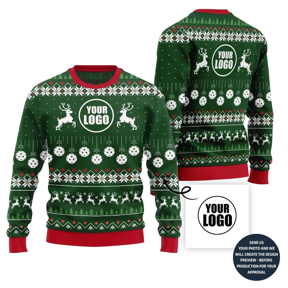 Custom Logo Pickleball Ugly Christmas Sweater