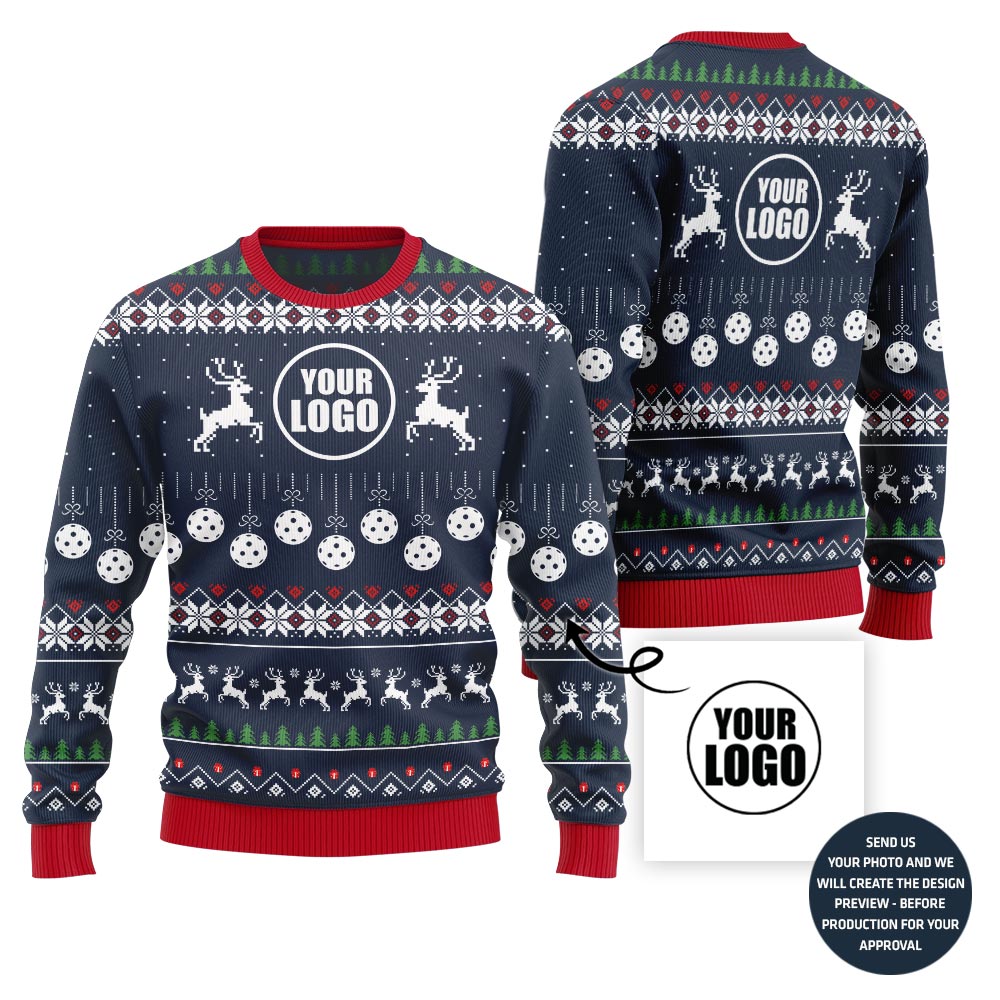 Custom Logo Pickleball Ugly Christmas Sweater