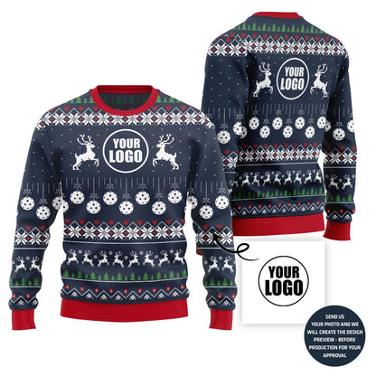 Custom Logo Pickleball Ugly Christmas Sweater