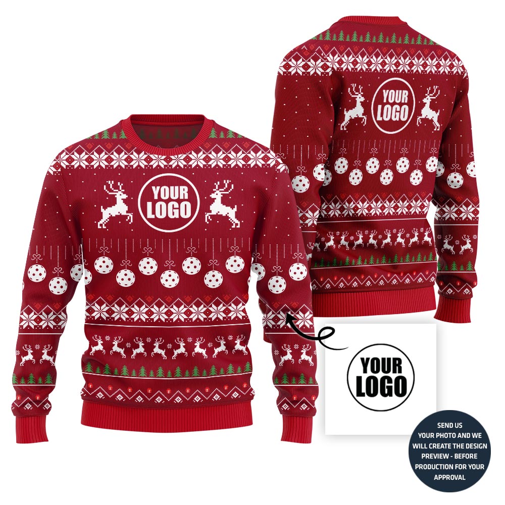 Custom Logo Pickleball Ugly Christmas Sweater