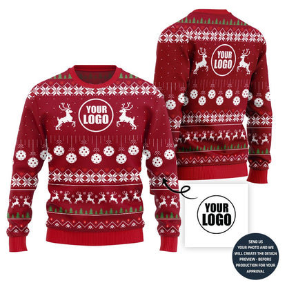 Custom Logo Pickleball Ugly Christmas Sweater