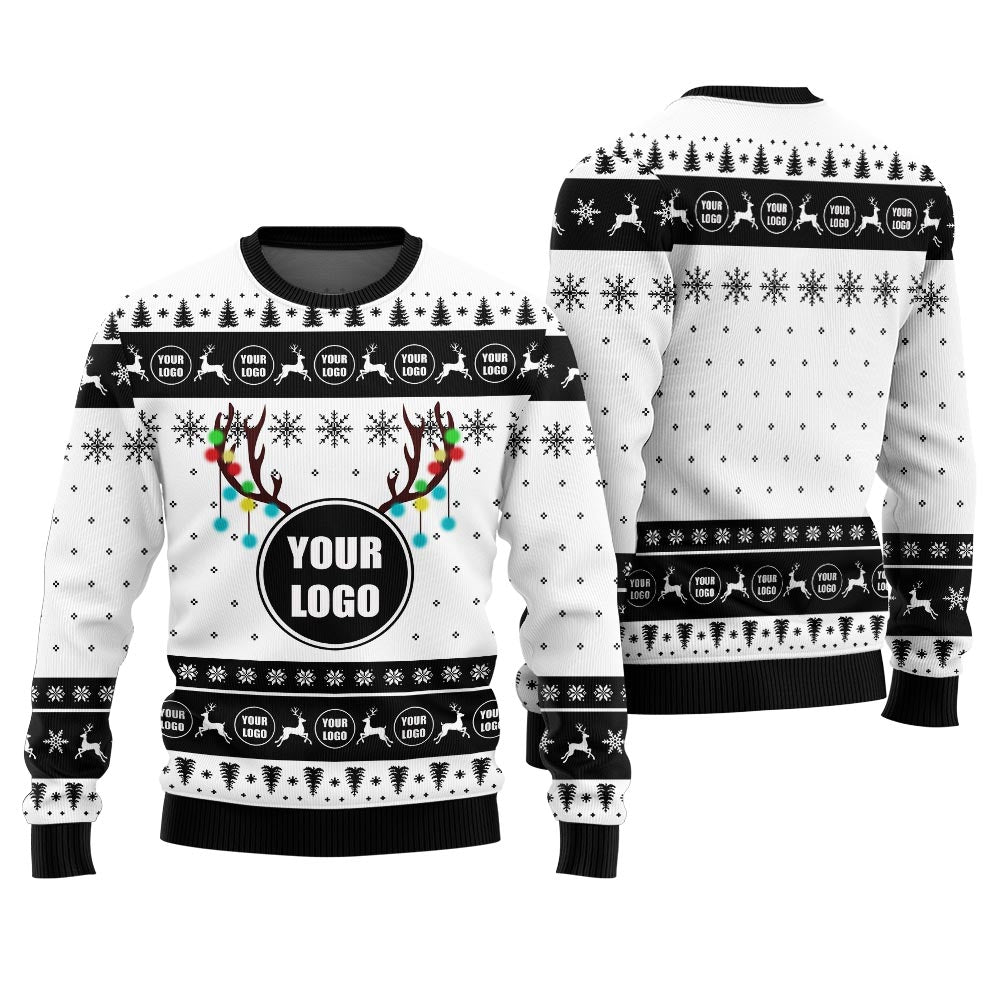 Custom Logo Reindeer Ugly Christmas Sweater For Company