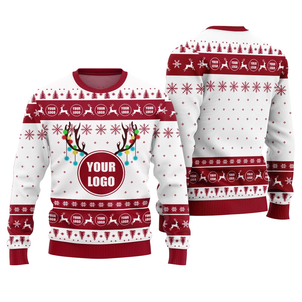 Custom Logo Reindeer Ugly Christmas Sweater For Company