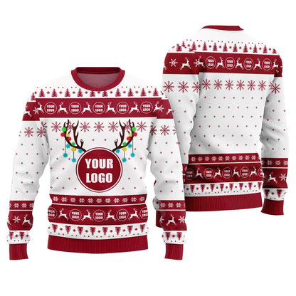 Custom Logo Reindeer Ugly Christmas Sweater For Company