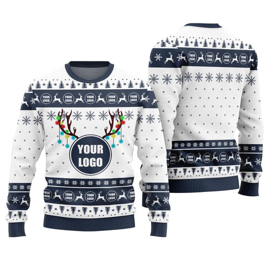 Custom Logo Reindeer Ugly Christmas Sweater For Company