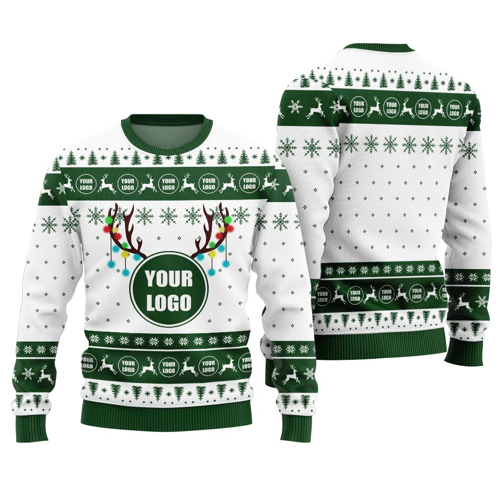 Custom Logo Reindeer Ugly Christmas Sweater For Company