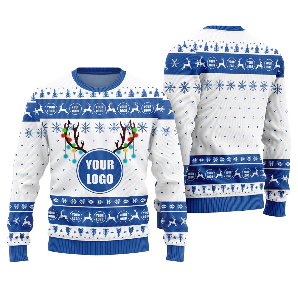 Custom Logo Reindeer Ugly Christmas Sweater For Company