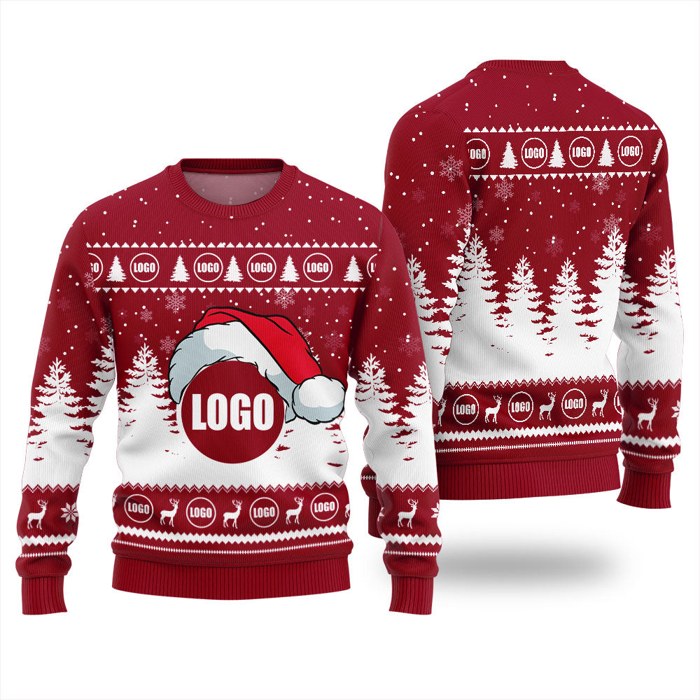 Custom Logo Santa Hat Funny Christmas Sweater For Brand