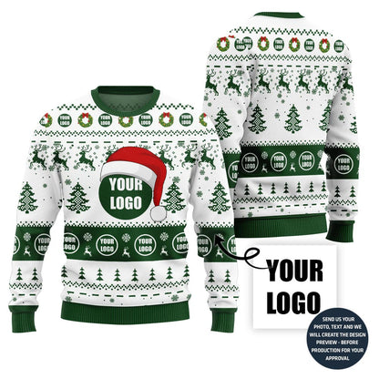 Custom Logo Santa Hat Ugly Christmas Sweater For Company