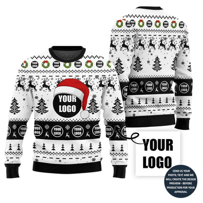 Custom Logo Santa Hat Ugly Christmas Sweater For Company