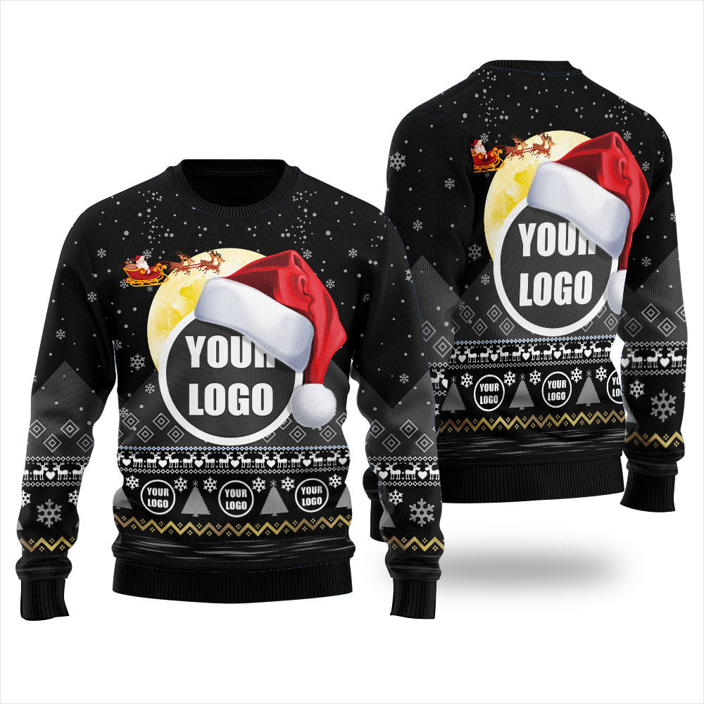 Custom Logo Santa and Moon Christmas Ugly Sweater