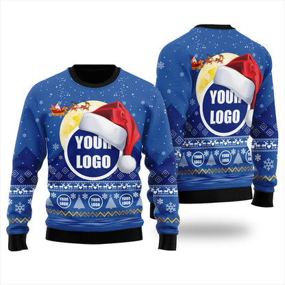 Custom Logo Santa and Moon Christmas Ugly Sweater