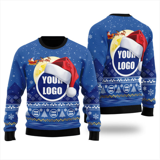 Custom Logo Santa and Moon Christmas Ugly Sweater