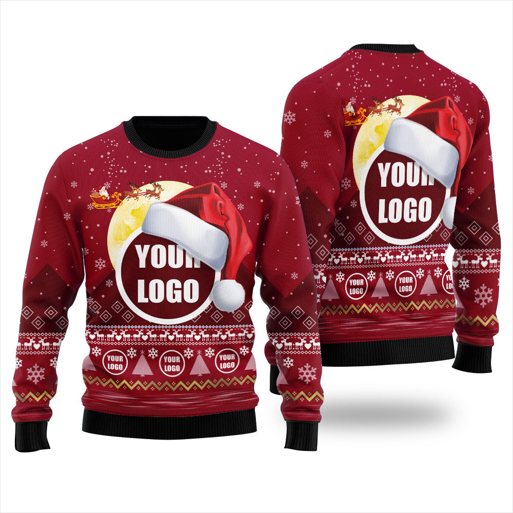 Custom Logo Santa and Moon Christmas Ugly Sweater